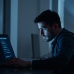 Persona preoccupata davanti a un laptop dopo un possibile attacco hacker