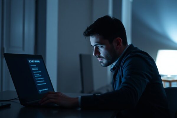Persona preoccupata davanti a un laptop dopo un possibile attacco hacker