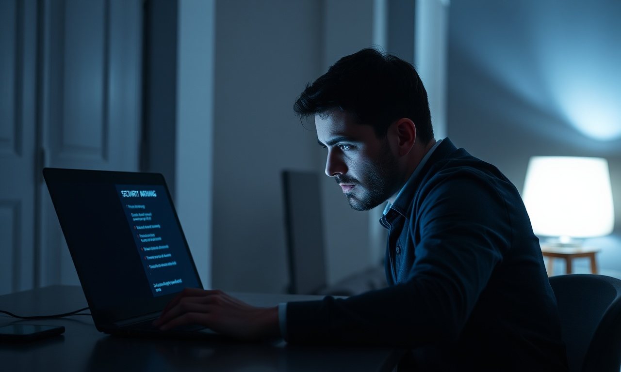 Persona preoccupata davanti a un laptop dopo un possibile attacco hacker