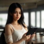 Persona che usa un pieghevole aperto con due app affiancate sul display interno