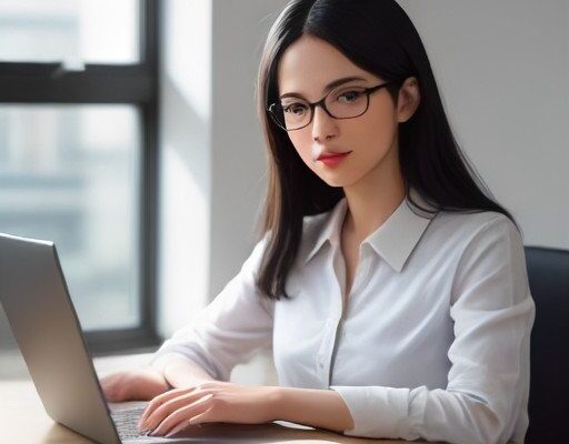 Persona che indossa smart glass dalla montatura sottile mentre lavora alla scrivania